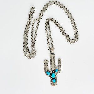Western Sterling and Turquoise Necklace